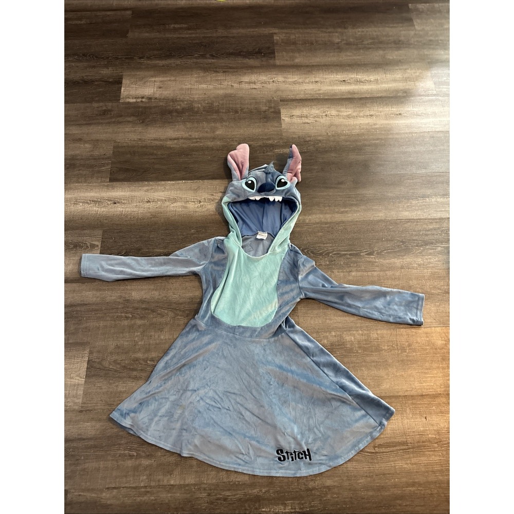 Disney Lilo & Stitch Hooded Dress Costume Girl Medium Blue Spirit Halloween